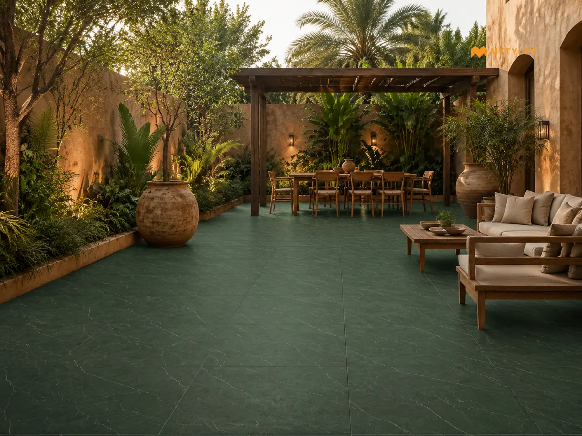 Porcelain Green Rustic Floor Tile in Outdoor
